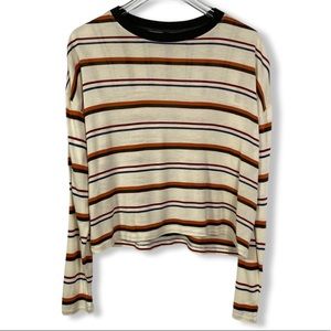 Stylish Long Sleeve Top, Striped Lightweight Knit Crew Neck by Treasure & Bond